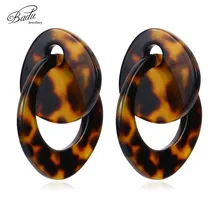 Badu Big Statement Earring Leopard Acetic Acid Camouflage Acrylic Stud Earrings for Women Vintage Jewelry Wholesale badu wooden pattern acrylic earrings large geometry drops big dangle earrings hollowing acetic acid vintage fashion jewelry