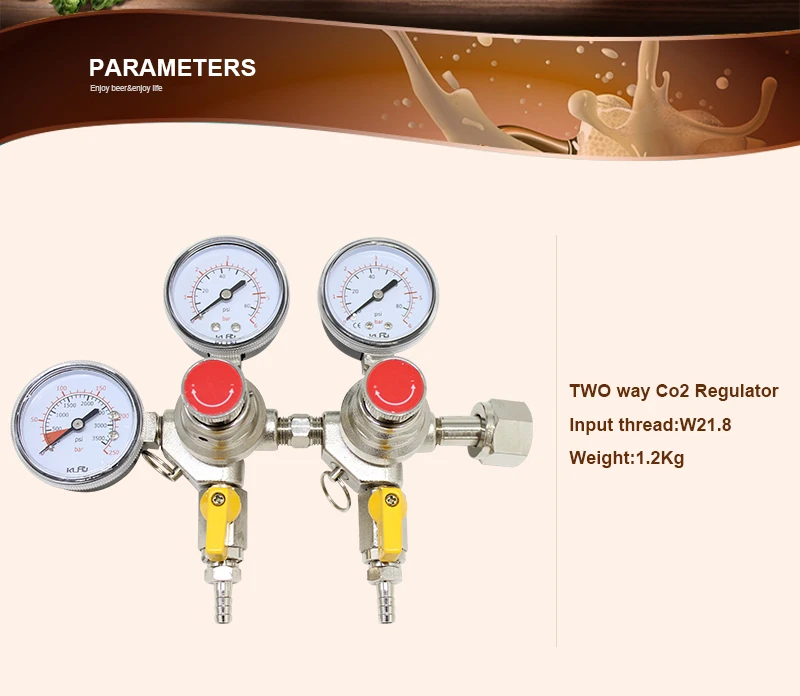 Углекислый газ двухстороннее CO2 регулятор пива Давление редуктор W21.8 для домашнее пиво Профессиональное качество Барные аксессуары инструменты