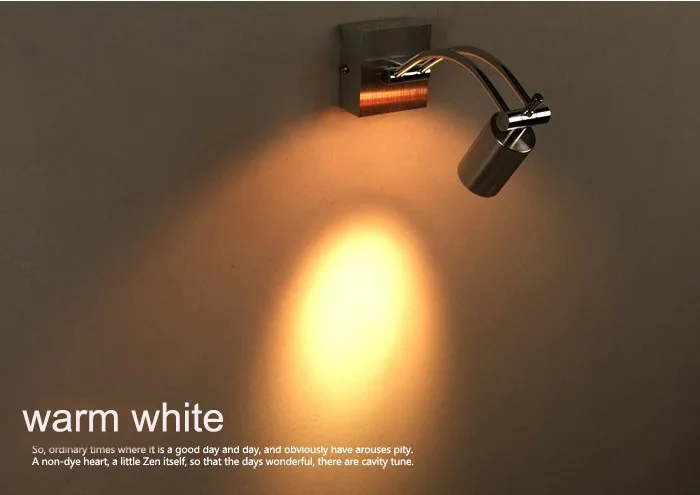Светодиодный светильник на прикроватной тумбочке для чтения, серебристый Точечный светильник s 3 W, водопроводная ловушка, задний зеркальный светильник, светодиодный настенный светильник для дома, 110 В, 220 В, для помещений