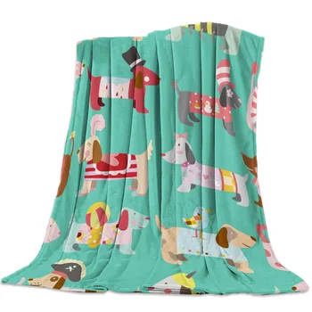 

Dog Cartoon Design Pet Lover Throw Blanket Cartoon Style Dramatic Gesture Warm Microfiber Blanket