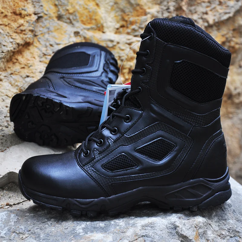 Online Herren Militär Armee Boot Echtes Leder Vintage Lace Up Wasserdichte Sicherheit Schuhe Schwarz Desert Combat Tactical Ankle Stiefel Männer