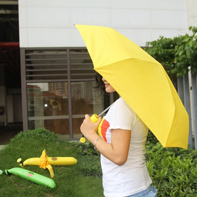 Paraguas de plátano para y mujer, sombrilla de protección contra la lluvia y el viento, plegable, ideal para regalo, novedad - AliExpress Hogar y jardín