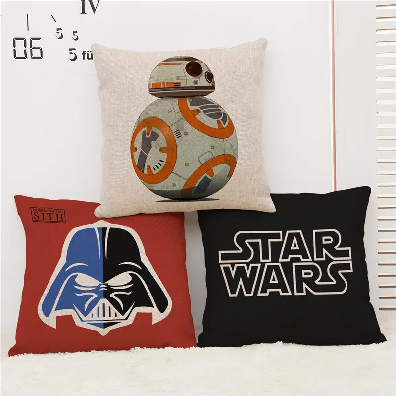 

star wars cartoon black red pattern robot home Sofa coffee shop hotel Home chair Cushion Cover Decoration Pillow Case for gift