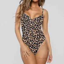 Сексуальный леопардовый принт с открытой спиной цельный ремешок для купальника V шеи Купальники Женская купальник пляжная одежда трикини Maillot De Bain Femme