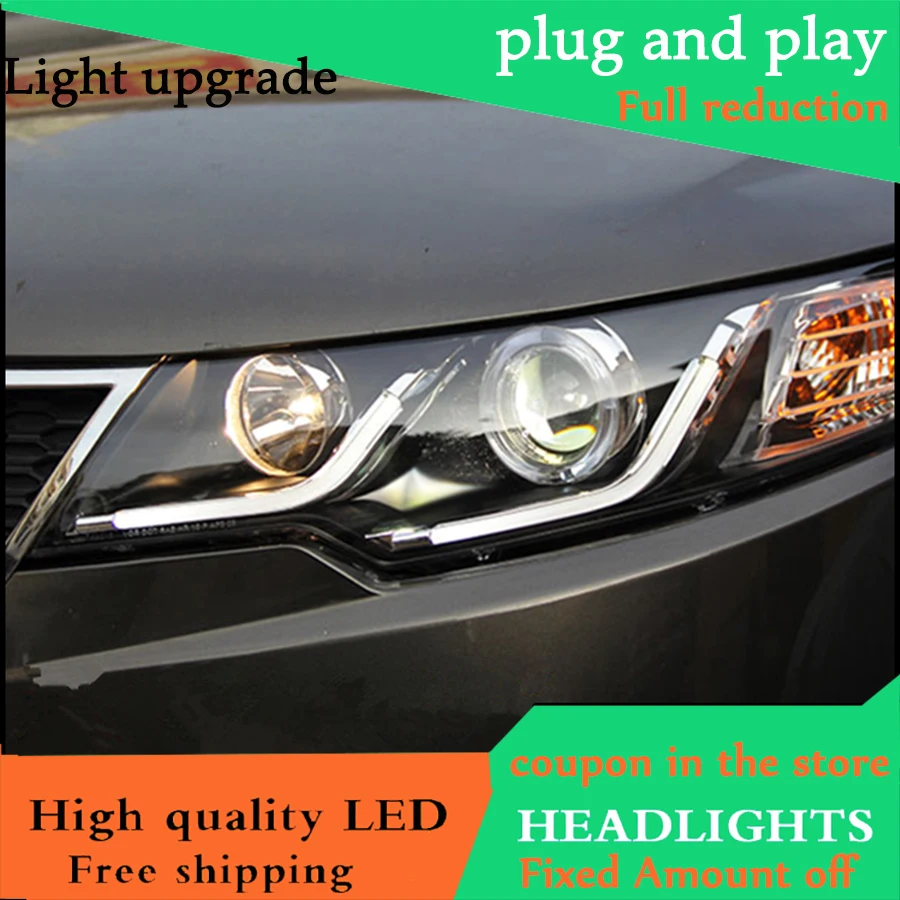 Автомобильный Стайлинг чехол для фары Kia Forte 2010 2014 Cerato светодиодный DRL Bi Xenon