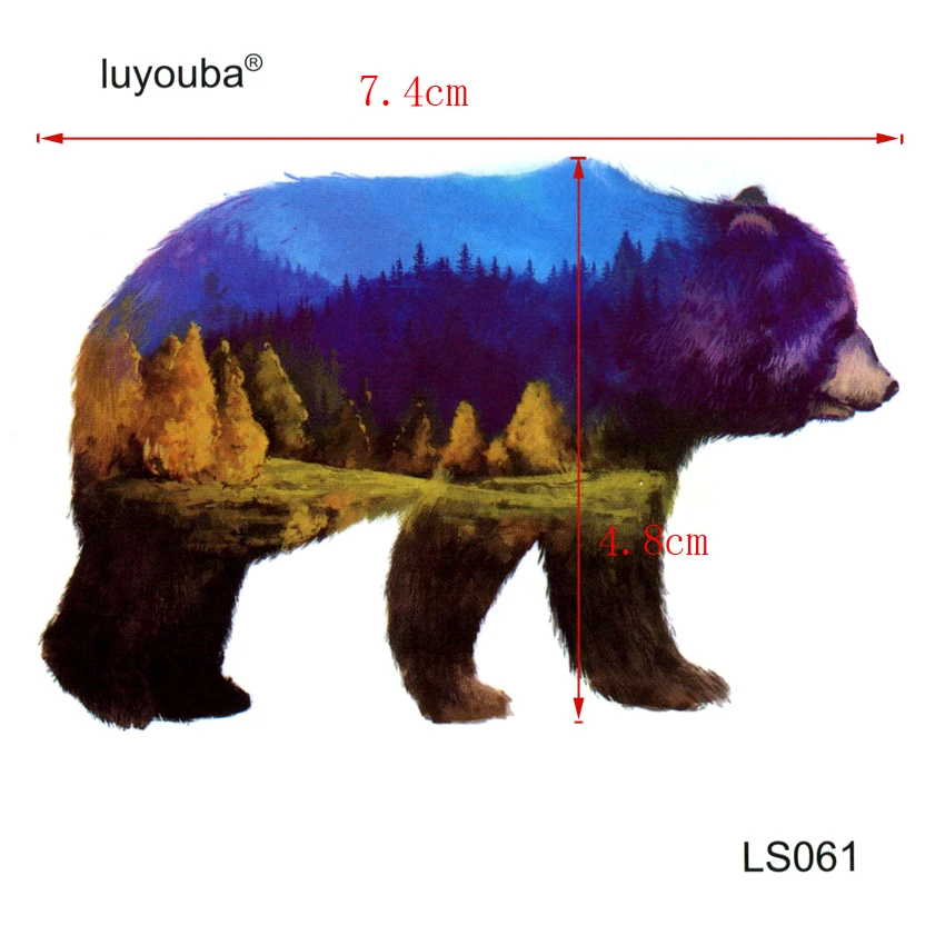 Натуральный медведь, водонепроницаемые Временные татуировки для мужчин, Maquiagem harajuku, красивые тату в виде животных, тату для детей, декоративные наклейки