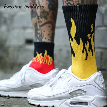 

10 Pairs Flame Socks Harujuku Cosplay Skateboard Letter Sock Korean Fashion Women Lover Sock Llama Calcetines Cotton Chaussettes