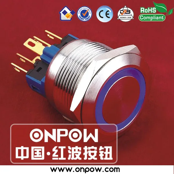 

ONPOW 22mm stainless steel momentary ring illuminated pushbutton switch GQ22-11E/B/12V/S