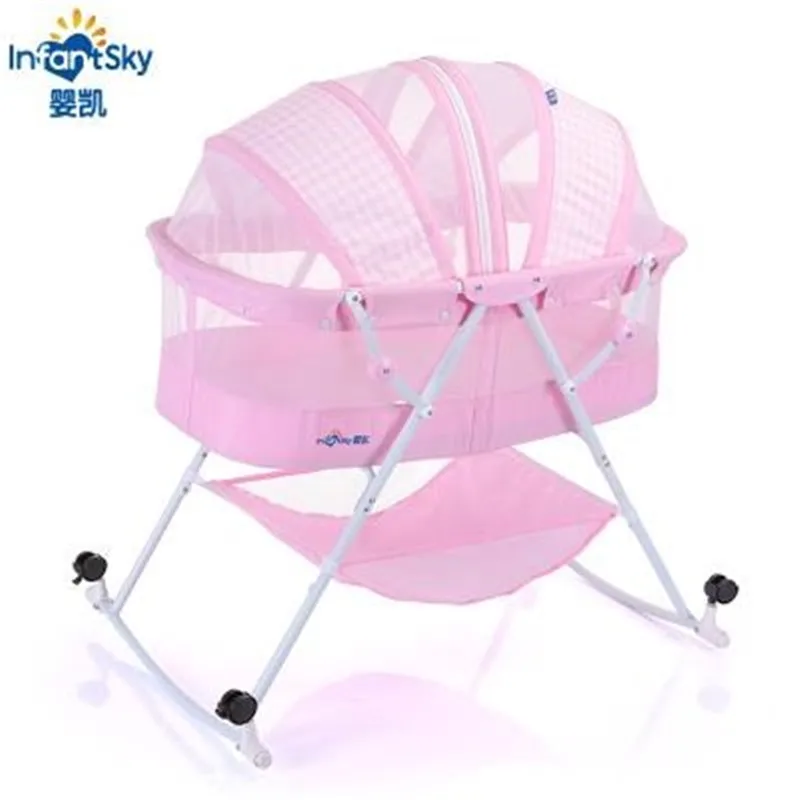 Murah Portable Bayi Tempat Tidur Anak anak Kantong Tidur Bantal Bayi Baru Lahir Cradle Tempat Tidur Lipat Manual Crib 0 ~ 18 Bulan Menggunakan