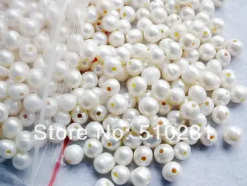 

2mm hole 500pcs/lot White Loose Freshwater Potato Pearl, Free Shipping