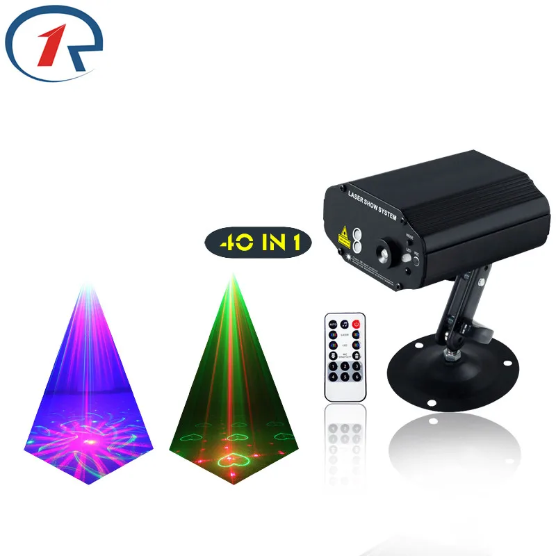 

ZjRight 40 Patterns IR Remote Red Green Laser Lights Mix Blue effect LED Stage Light colorful projection disco bar ktv dj light