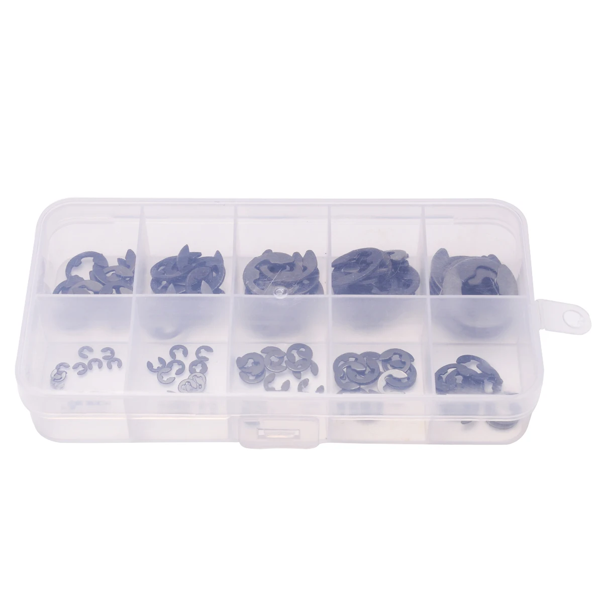 120pcs Black 1.5mm to 10mm Circlip Stainless Steel E-Clip & Retaining Ring Assortment Kit