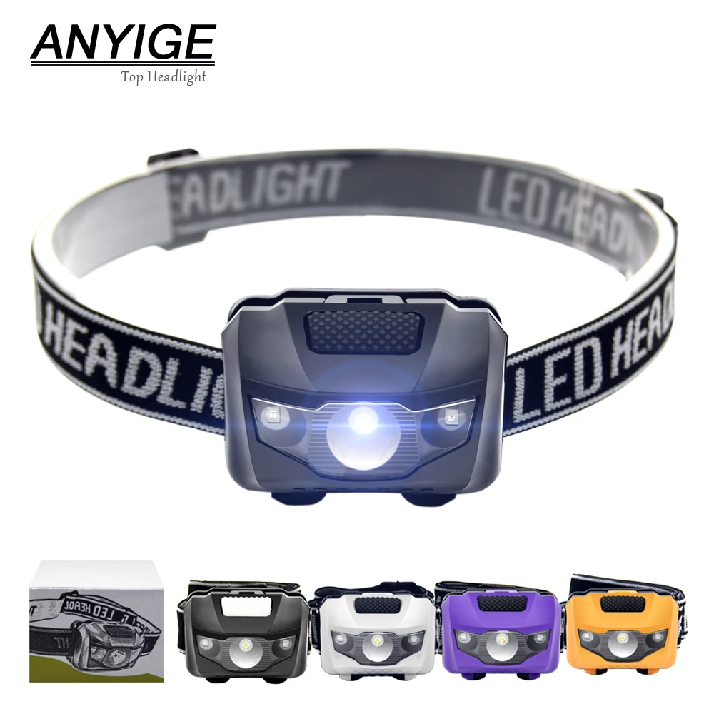 

ANYIGE 2 Red LED+ 1 White XPE LED 3W 380 LM Mini Headlamp 4 Modes Waterproof Headlight Hunting Head Lamp Top Torch Lantern Light