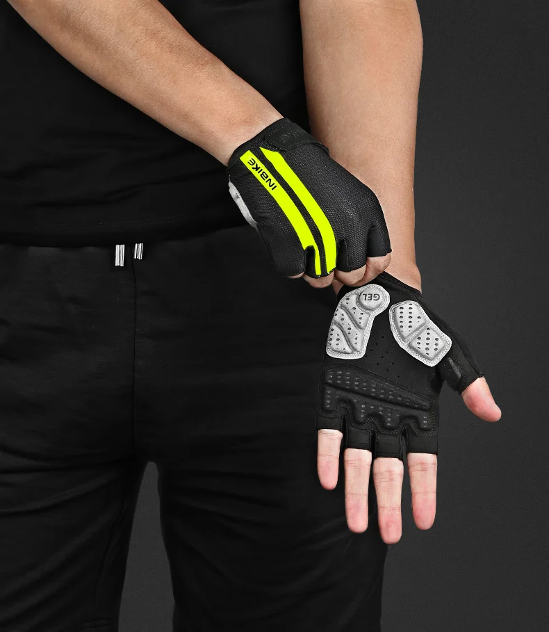 INBIKE перчатки для велоспорта, противоскользящие гелевые накладки на пол пальца, дышащие мотоциклетные перчатки для горного велосипеда, мужские женские перчатки для езды на спортивном велосипеде