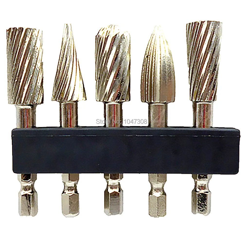 5pc 1/4 Inch Hex Shank Rotary Burr Engraving Bit Hss Carving Knife