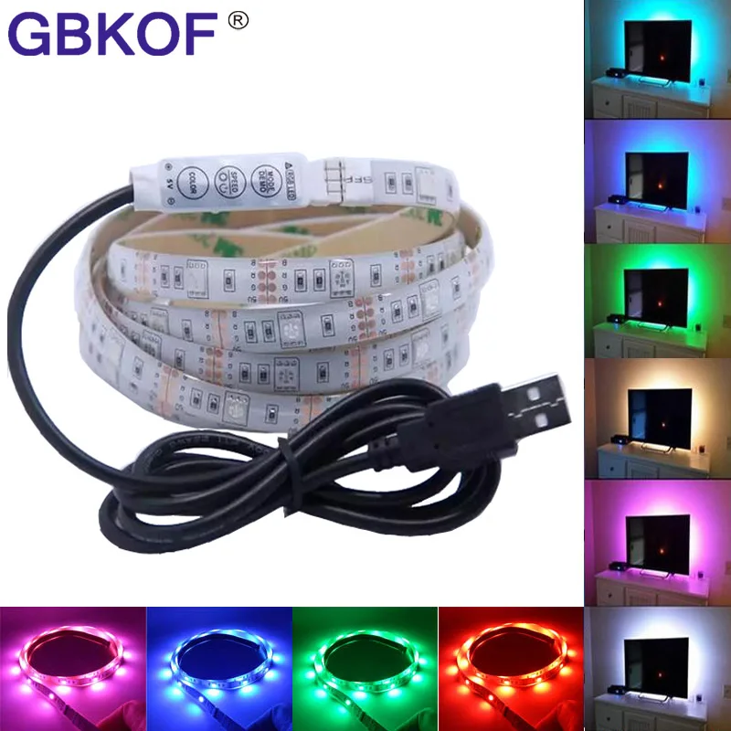 

USB LED Strip 5050 3528 RGB TV Background Lighting Kit Cuttable with 17Key RF Controller or Mini 3Key Controller ,50CM/1M/2M Set