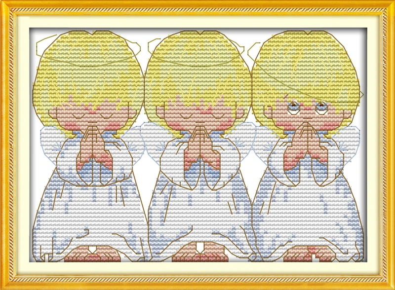 

The Pray Little Angels Counted 11CT 14CT DMC Cross Stitch DIY New Cross Stitch Kits for Embroidery Needlework Crafts