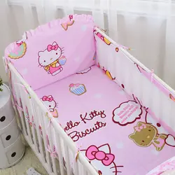 6 шт., милый Хлопковый бампер для кроватки, детские постельные принадлежности для маленьких девочек, комплект бамперов, железнодорожные