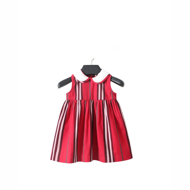 Summer Baby l Clothes Bebe Girls Dress Sets Kids Stripe Style Dresses Casual Sleeveless Lapel Tutu kids dresses for girls