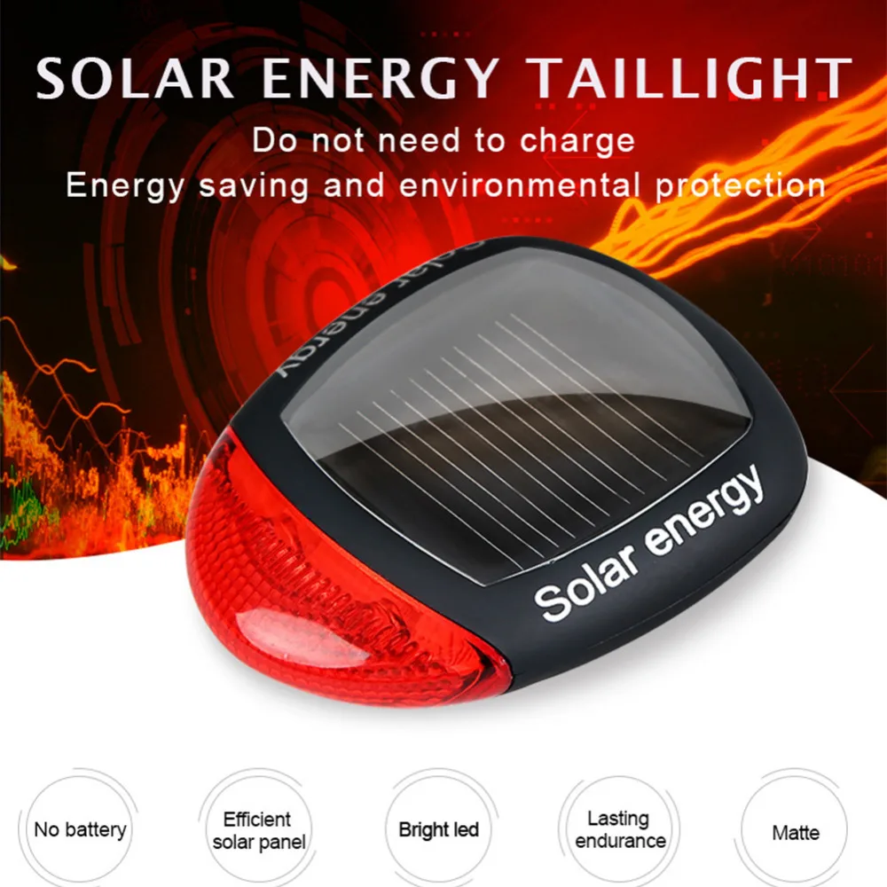 Best New Solar Powered LED Rear Flashing Tail Light for MTB Bicycle Cycling Lamp Safety TR with Adjustable Clamp Waterproof Bike 1