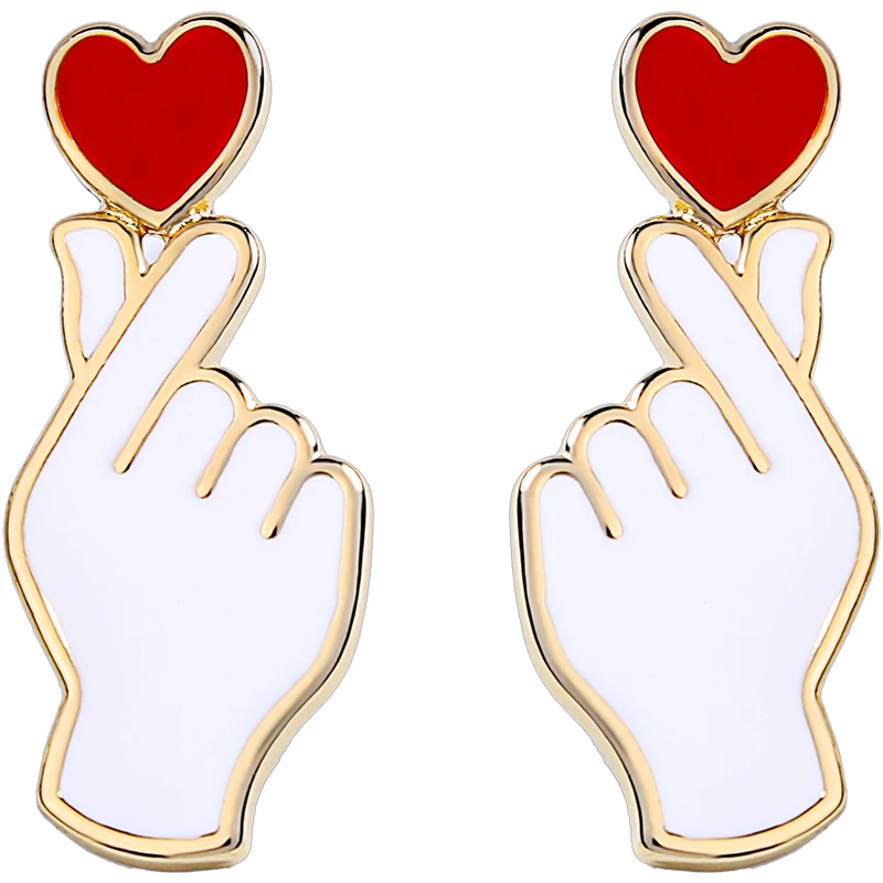 10 пара/лот модные ювелирные изделия Эмаль сердце серьги руки для женщин
