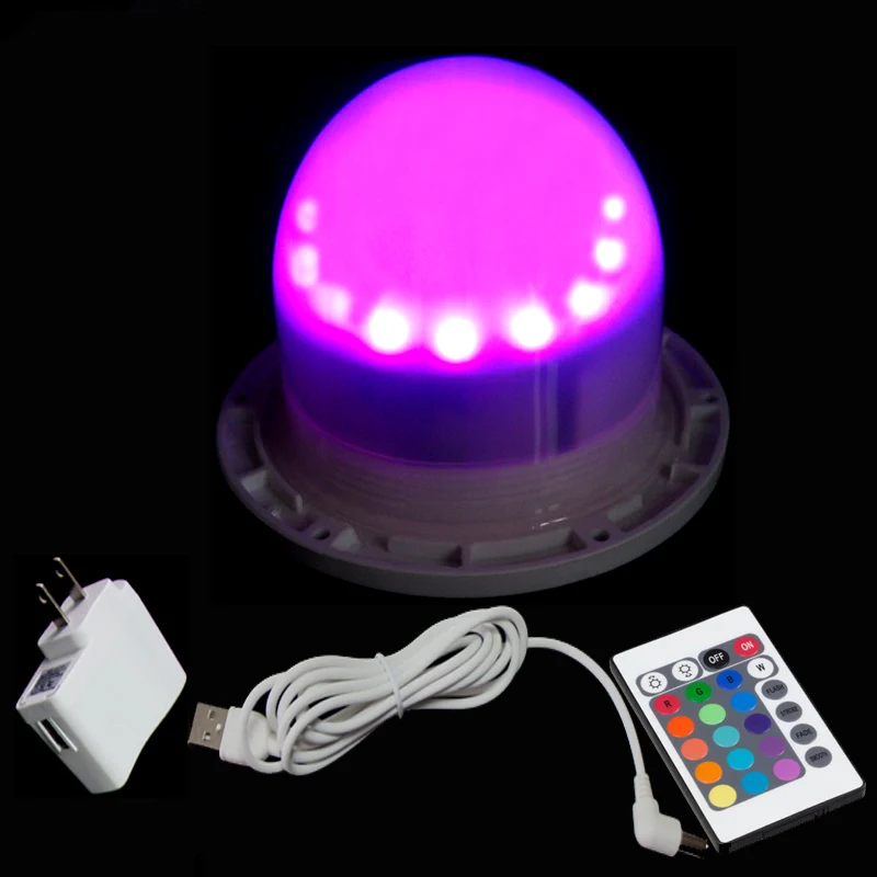 

120mm Direct Charging 12RGB+12White LED Light Source Waterproof Remote Control Glow In The Dark Light For Ball Cubes 10pcs/lot