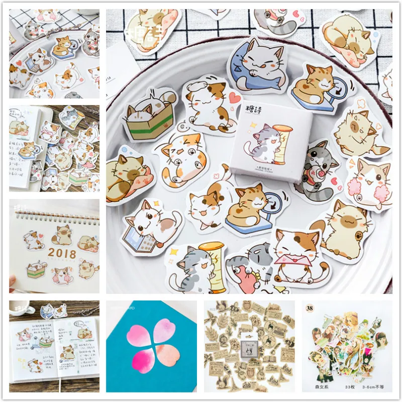 

11.11 sale kawaii Memo pad Cartoon cute Lazy cat pattern Diary stickers planner office decor school supplies stationery