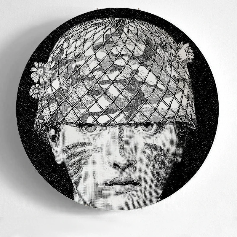 10-дюймовая шпилька для Fornasetti таблички для дома украшения Рождественские украшения для ужина пластина декоративная настенная посуда черный, белый цвет настенные тарелки - Цвет: 20