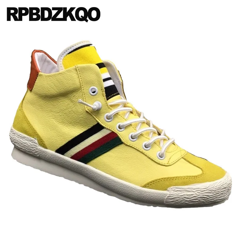 Zapatos Europeo Zapatillas Estrellas Alta Negro Amarillo Hip amarillo La Genuino Los Pisos Lujo Italia Hop Las Real blanco Cuero Deporte De Hombres Skate Marca twtRX8q