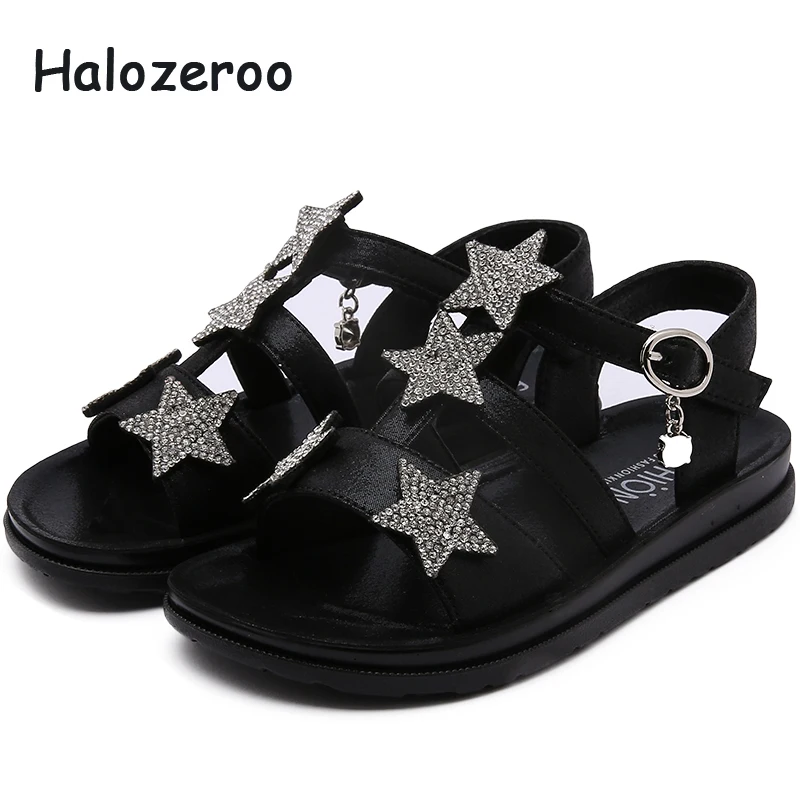 

Summer 2019 New Kids Princess Sandals Baby Girls Star Beach Shoes Children Rhinestone Sandals Toddler Black Sandals Brand Shoes