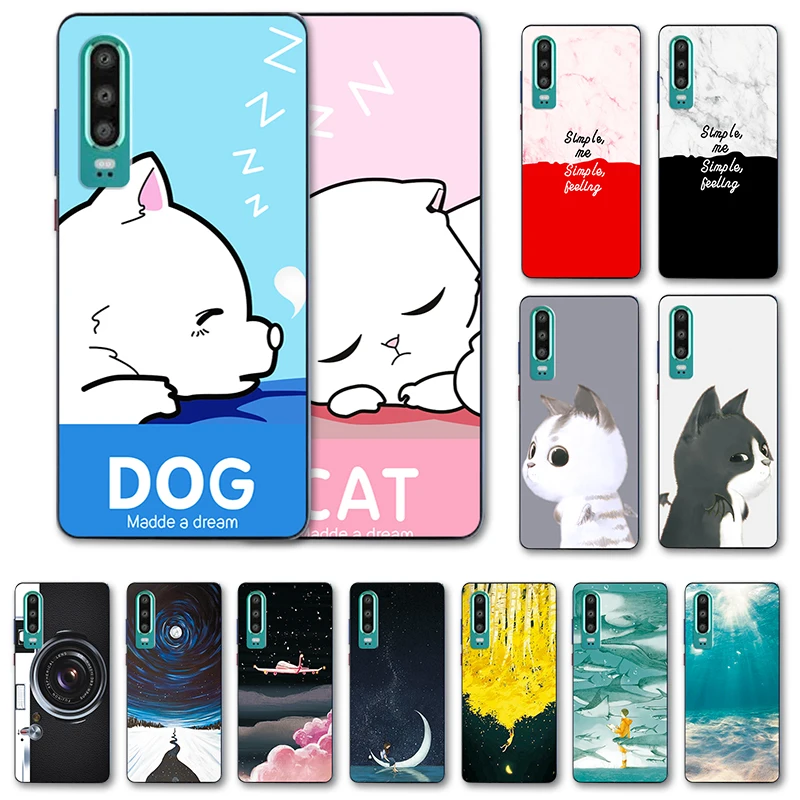 

For Huawei P30 Lite P30Lite Beautiful Various Painted Case Cartoon Cute Phone Shell For Huawei P30 P 30 Cover Fundas Capa Coque