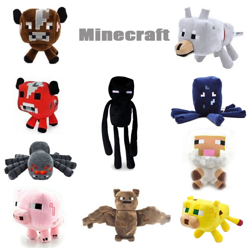 2016 New Minecraft Plush font b Toys b font Enderman Ocelot Pig Sheep Bat Mooshroom Squid
