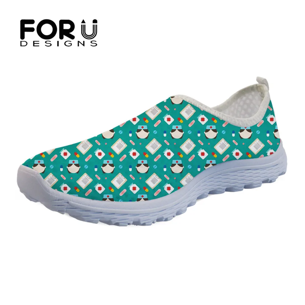 

FORUDESIGNS Nursing Ladies Flats Casual Sneakers Woman Summer Fashion Comfort Air Mesh Women Slip-on Light Shoes for Teen Girls