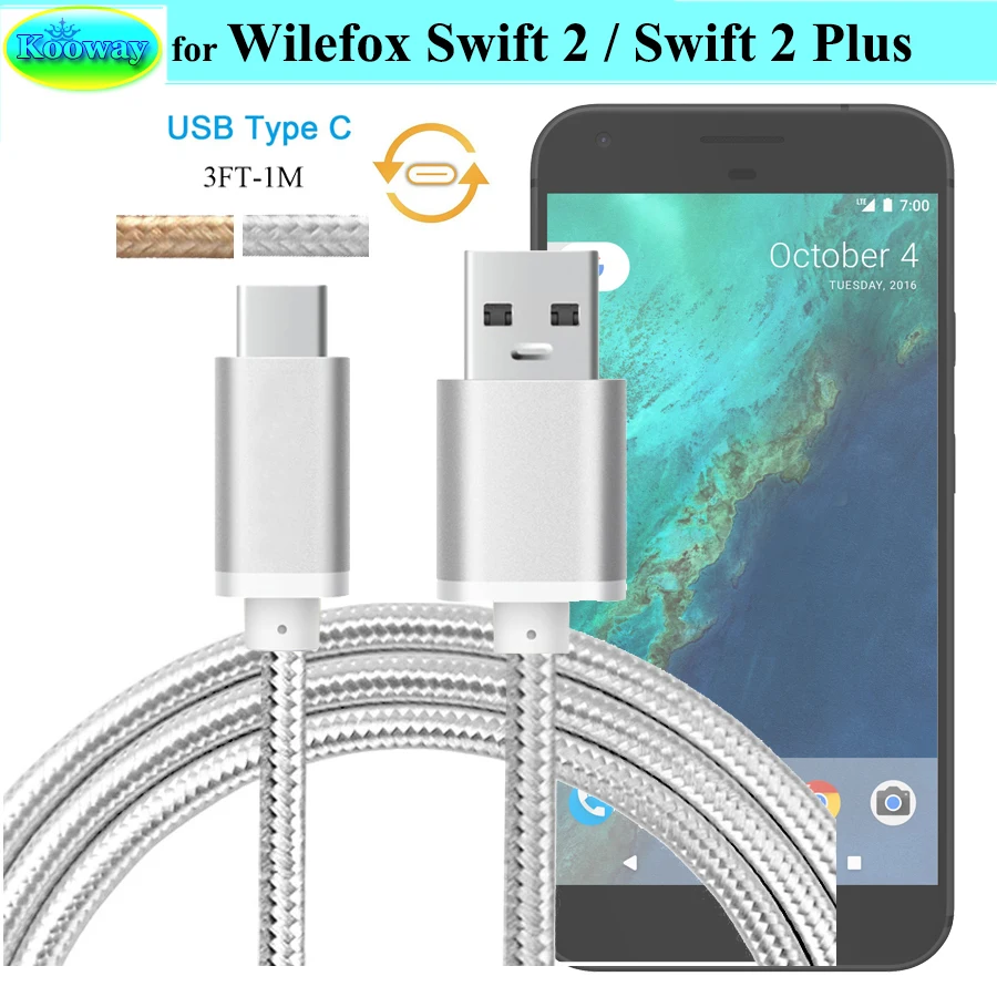

1M Aluminum Nylon USB Type C Data Sync Charger Cable for Wileyfox Swift 2, Swift 2 Plus Type C USB 3.1 Charging Cable