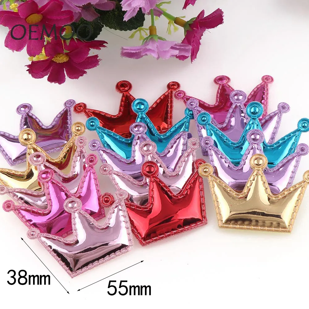 

12pcs Crown Felt Pentagram PU Leather Patch W/ Padded Single Sided Glossy Felt Fabric Glitter DIY Craft