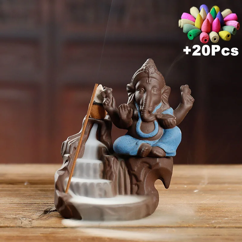 Курильница для благовоний Ganesha Backflow слон Бог эмблема благоприятный и успешный