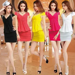 Night show sexy deep V nightclub dress pedicure foot bath slimming bag buttock work clothes summer hotel stewardess dress Night show sexy deep V nightclub dress pedicure foot bath slimming bag buttock work clothes summer hotel stewardess dress