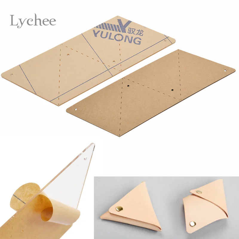 Lychee 1pc DIY Acrylic Leather Triangle Coin Purse Template Handmade Craft Leather Craft Sewing ...