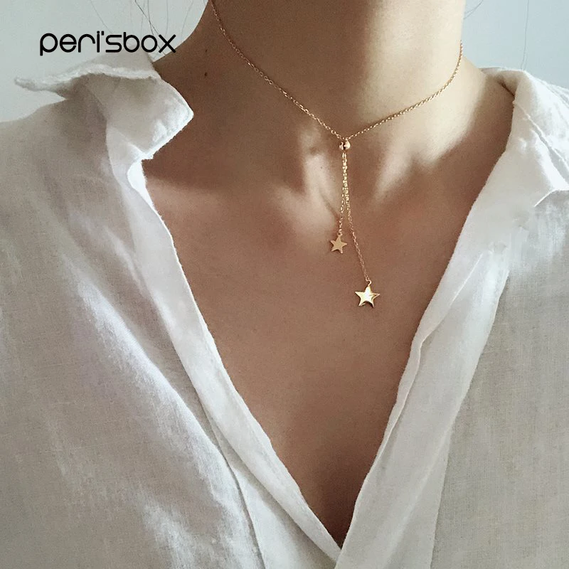 

Peri'sBox Silver Gold Color Ball Star Chokers Necklaces Minimalist Layering Choker Boho Hanging Charms Necklace Everyday Jewelry