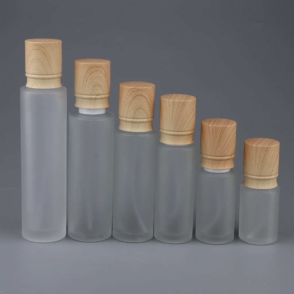 Portable Refillable Mat Glass Fine Mist Perfume Spray Bottle with Wood-like ABS Lid Empty Sprayer Container