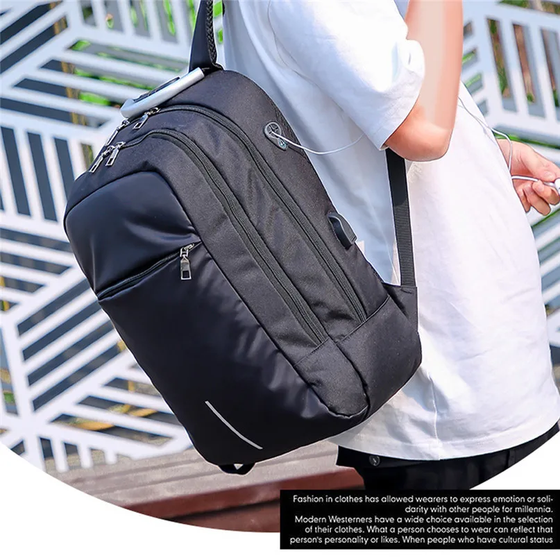 Sports Bag Outdoor USB Charge Camping Hiking Backpack Lock Shoulder Business Travel Bag Code Lock Anti-Theft Backpack #2D04 (3)