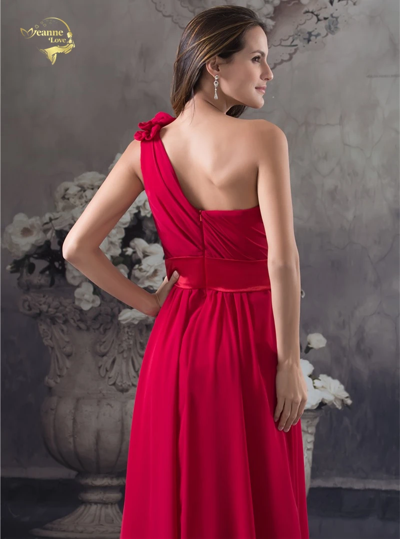 Дизайн vestido de festa шифоновое красное платье на молнии сзади с одним плечом Формальное длинное вечернее платье Robe De Soiree TH1U89