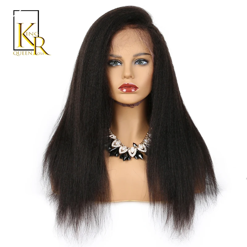 

360 Lace Frontal Kinky Straight Wig Front Plucked With Baby Hair Remy Brazilian Human Hair Wigs For Women King Rosa Queen
