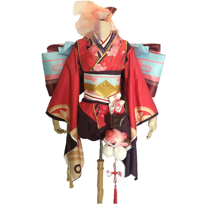 Onmyoji игра Minamoto Kagura Косплей Onmyoji японский Kawaii красное кимоно костюм для косплея - Цвет: female