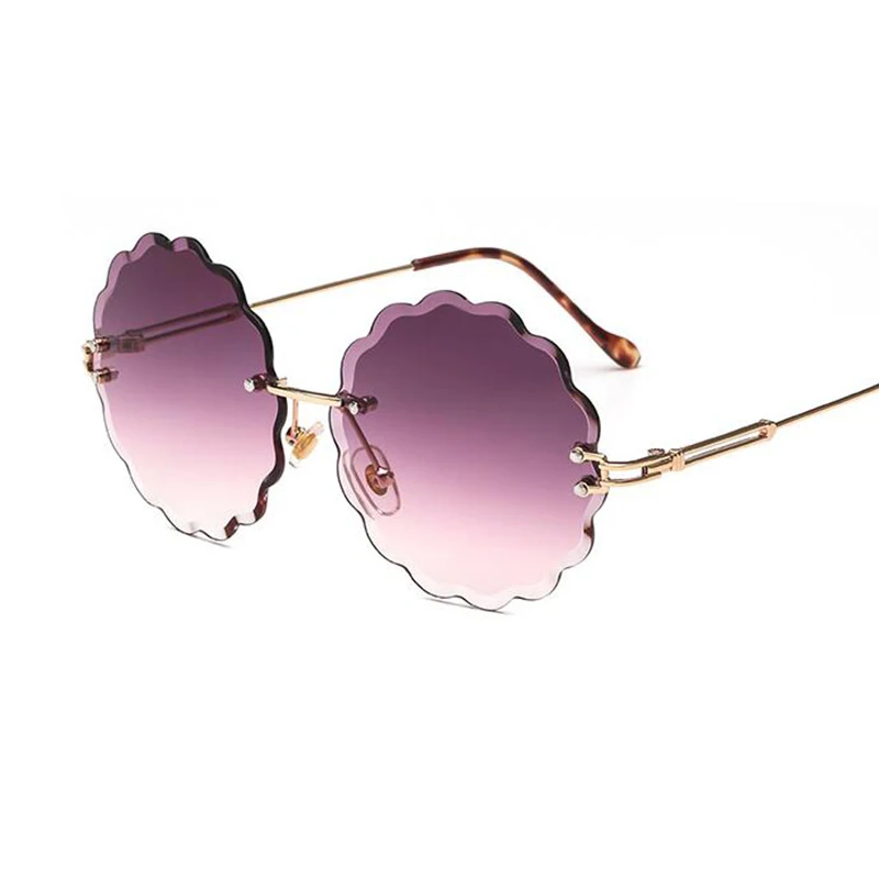 Круглые Солнцезащитные очки без оправы женские тонированные цветные Роскошные брендовые солнцезащитные очки мужские металлические солнцезащитные очки с градиентным затемнением женские Модные оттенки