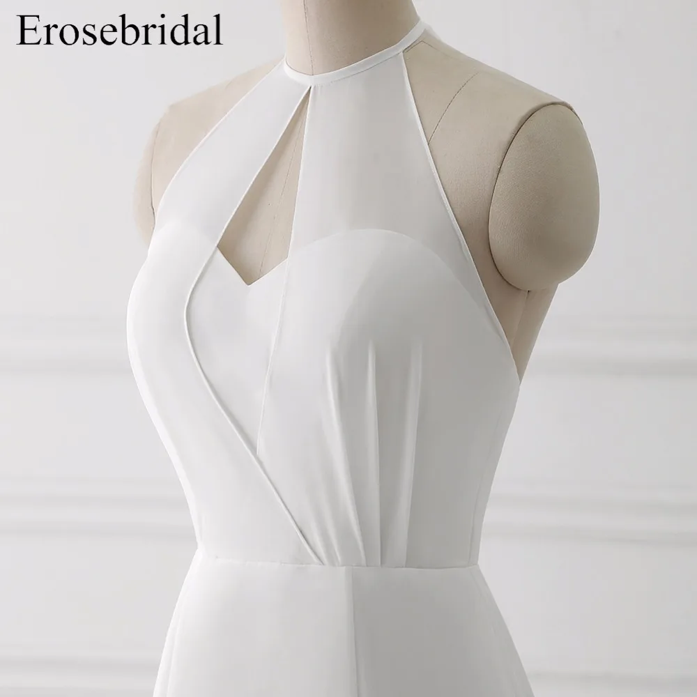 2018 Новое шифоновое свадебное платье Erosebridal Русалка недорогое свадебное платье цена пикантное свадебное платье с открытой спиной Холтер