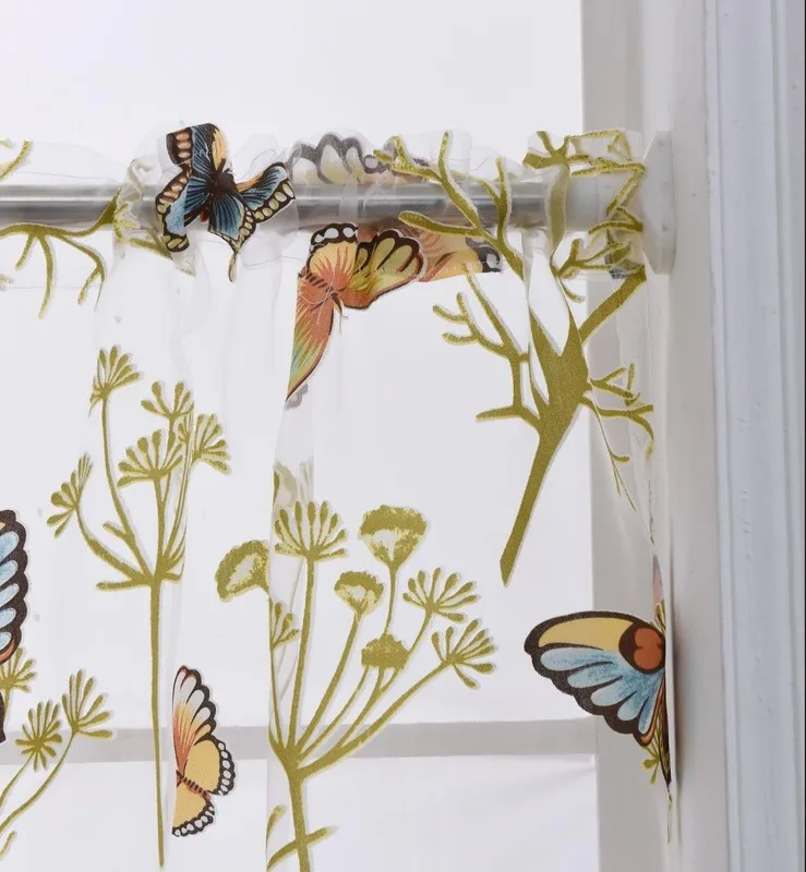 Короткие шторы "Бабочки" тюль для кухни тюль для гостиной украшения окон