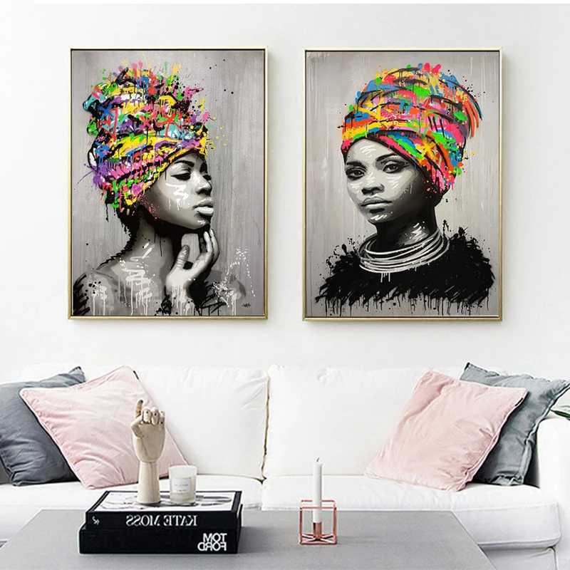 

Home Decoration Prints Painting Nordic Style Africa Girl Pictures Wall Art Modular Canvas Abstract Poster Modern For Living Room