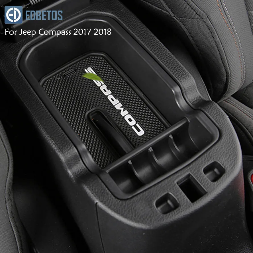 

17-19 Compass Armrest Storage Box for Jeep Compass 2017 2018 2019 Center Console Organizer Tray Compass Glove Box Coin Holder