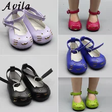 Обувь для куклы с рисунком кота; подарок для девочки; 18 дюймов; 45 см; кукла для девочки; 7 см; кукольная обувь; Кожаная Мини-обувь для ребенка; кукла реборн